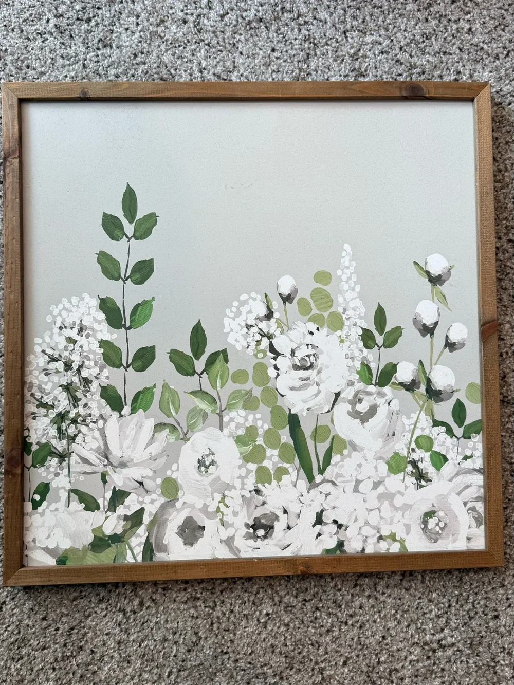 Hobby Lobby White and Green Floral Canvas Wall Art